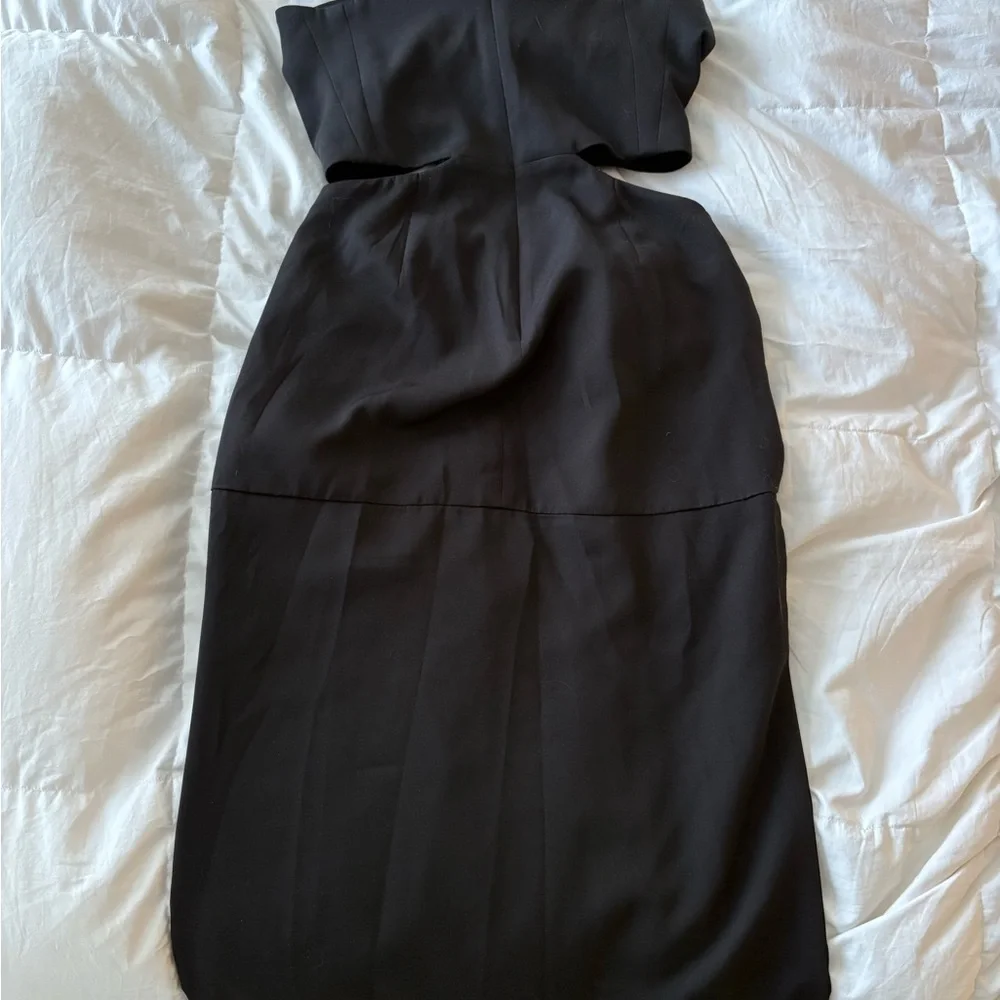 Lovers + Friends Black Maxi Skirt with Floral Appliqué and High Thigh Slit